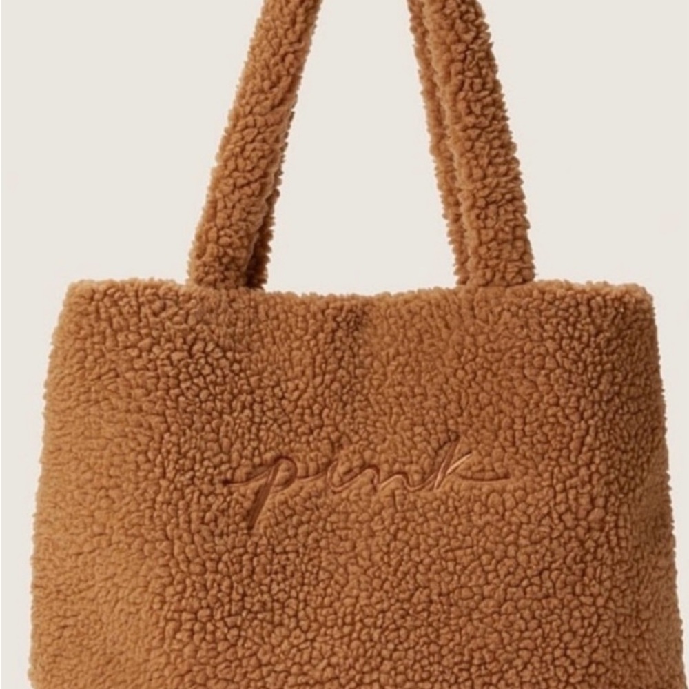 Victoria Secret Pink Plush Tan Tote Bag